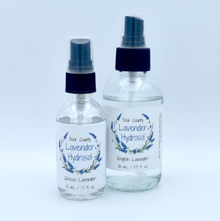 Pair of lavender hydrosol bottles